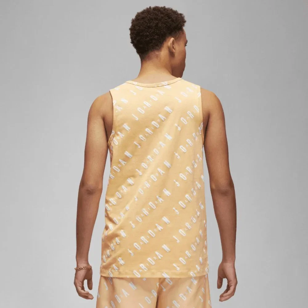 Jordan Essentials Allover Print Mens Cotton Jersey Tank Top Yellow 3XL - Picture 2 of 5